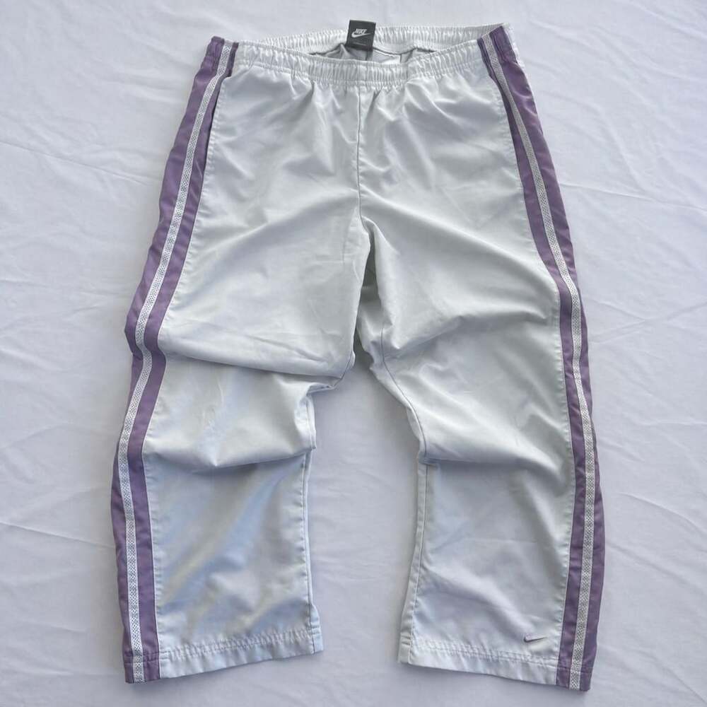 Nike Capri Track Pants Size M(8-10) White Purple Y2K Vintage Streetwear